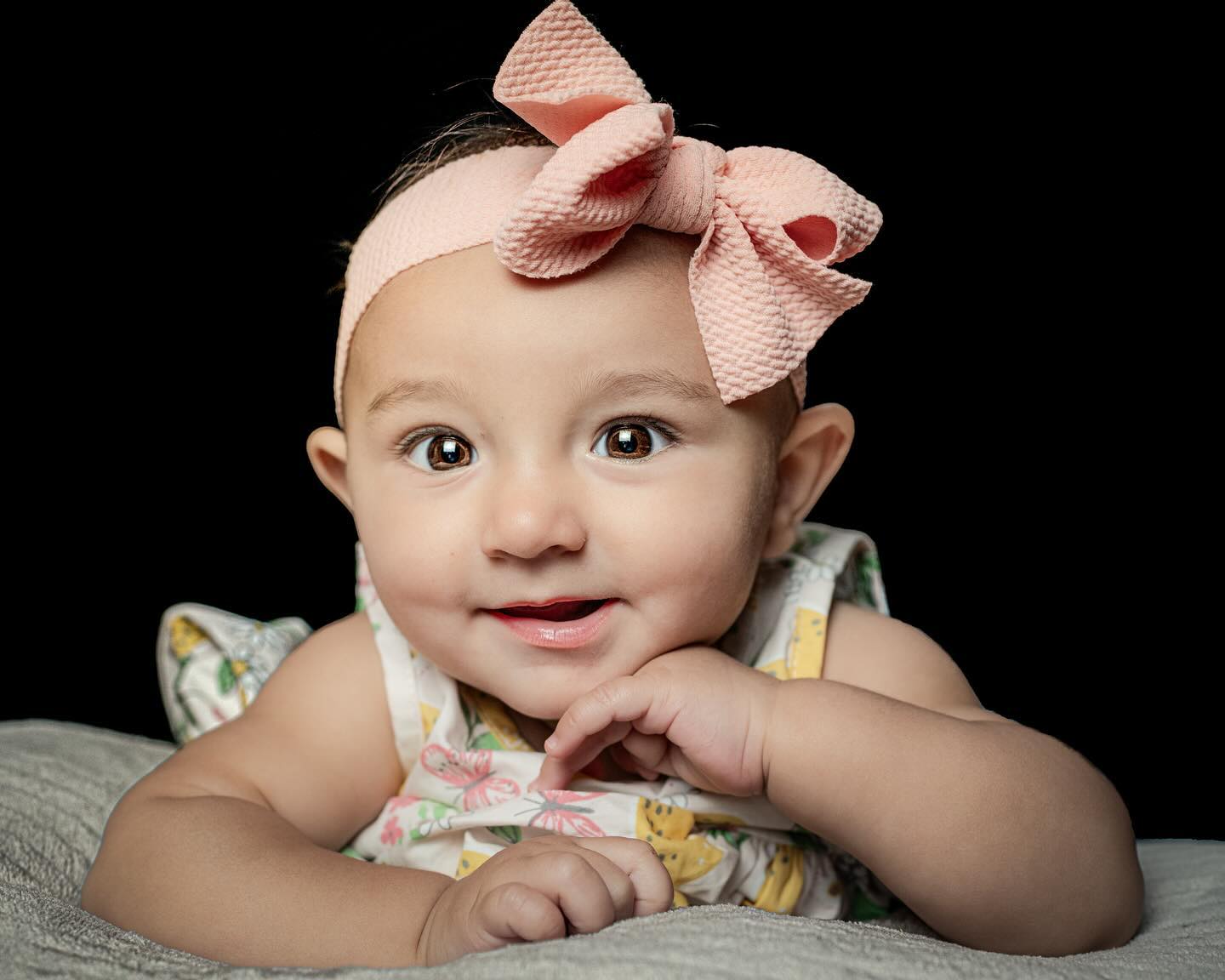 Studio baby portrait with soft lighting